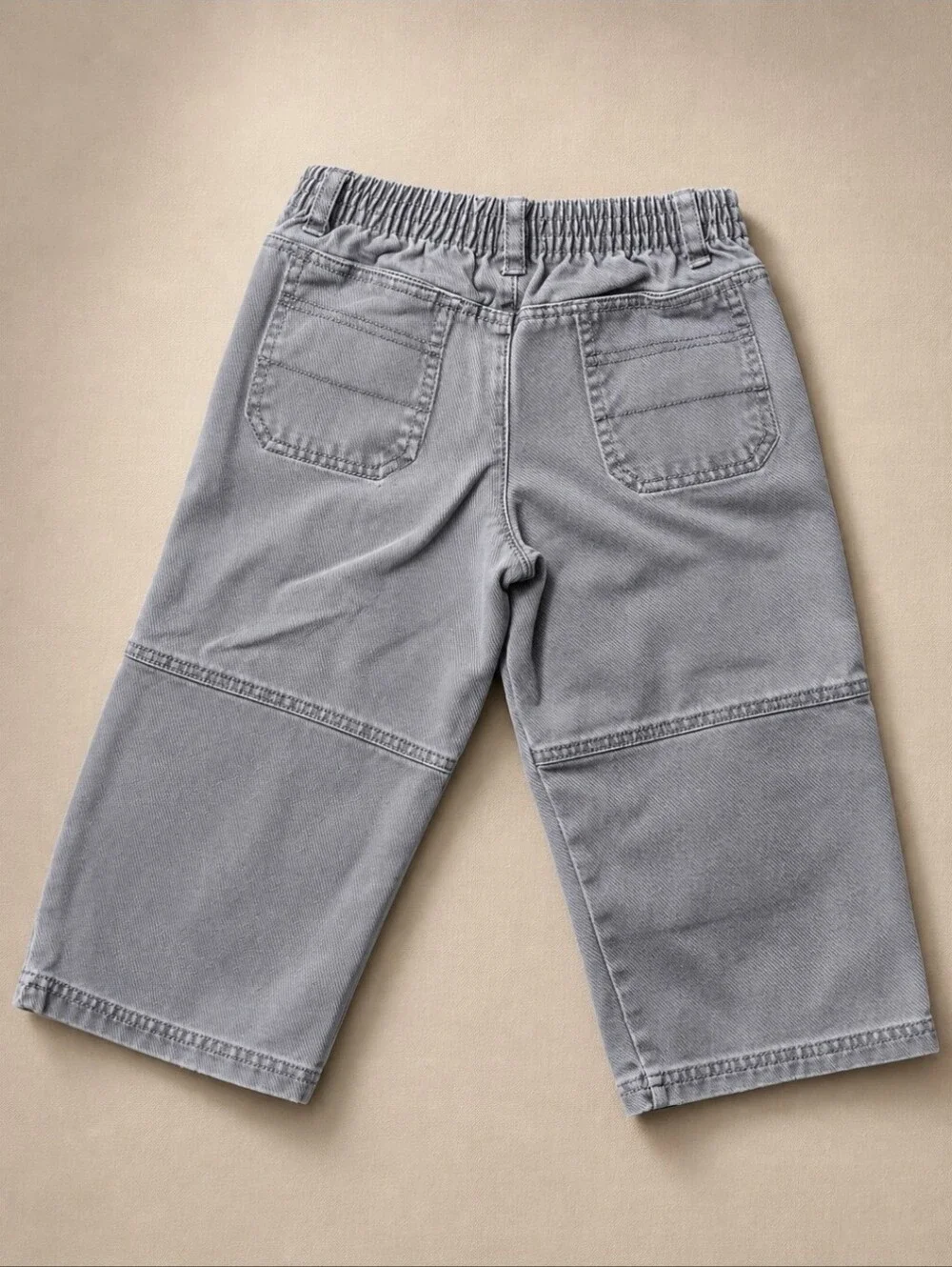 VTG 1999 Gymboree Gray Wide Leg Utility Patch Knee Pants 3-4Y Workwear Cotton